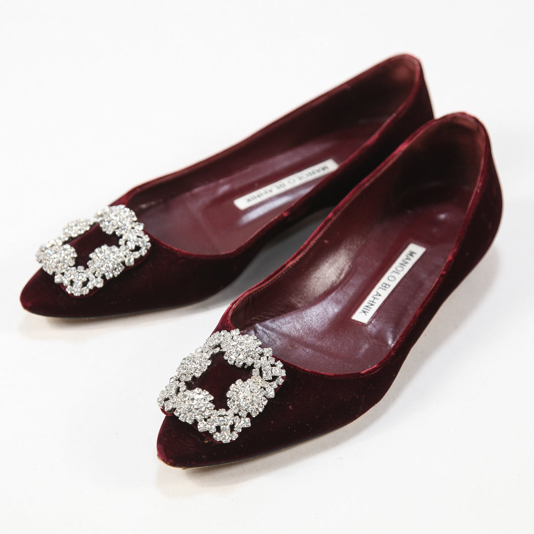 新品同様　MANOLO BLAHNIK  ハンギシ フラット 38,5 MANOLO BLAHNIK / マノロ ブラニク HANGISI FLAT / ハンギシ フラット