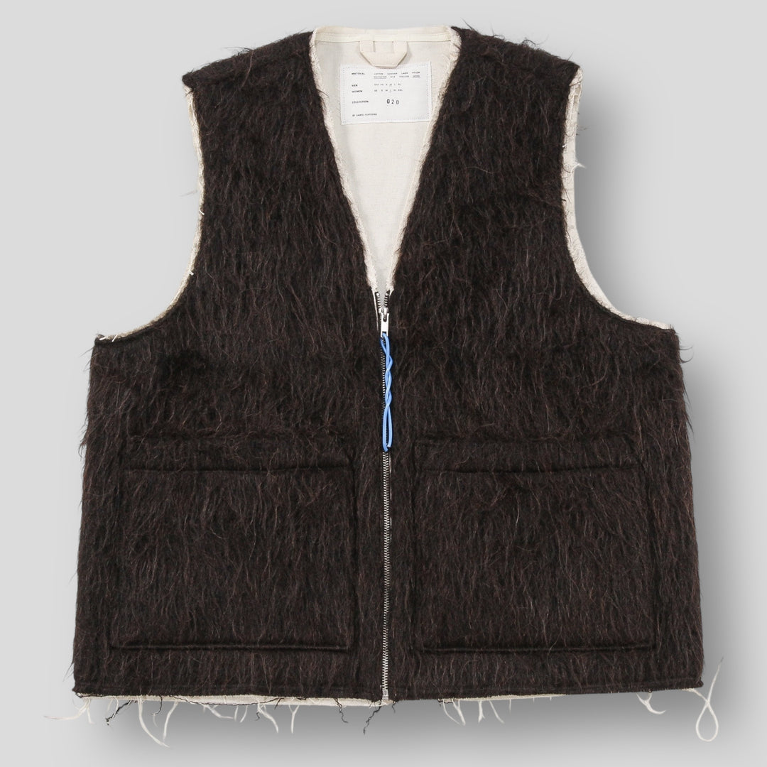 CAMIEL FORTGENS ZIP VEST ジップベスト Vネック 黒 別注》【CAMIEL