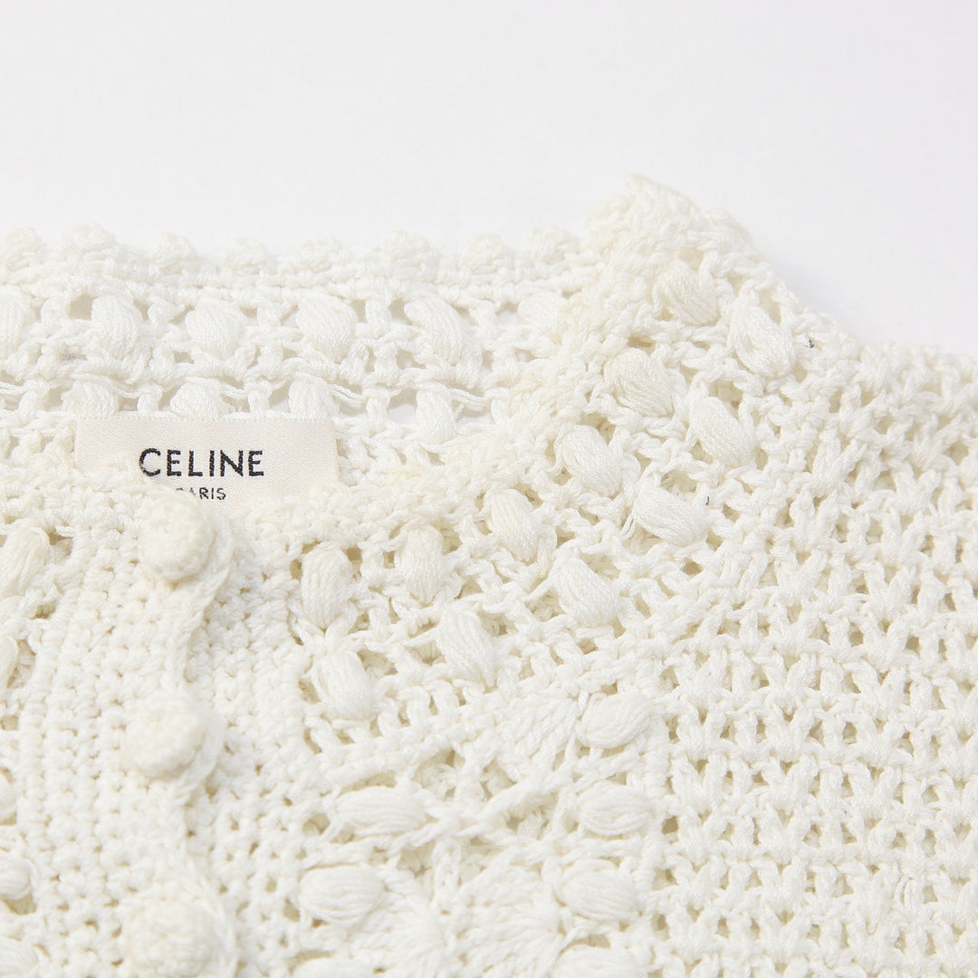 CELINE 2020SS マーガレット トップ / ハンドクロシェ コットン 