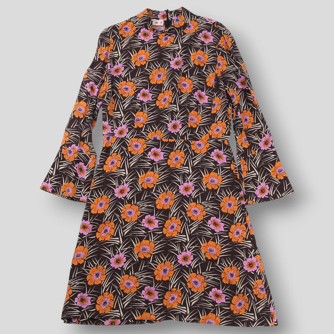 MARNI マルニ 2016SS フラワープリント レーヨン ハイネックワンピース