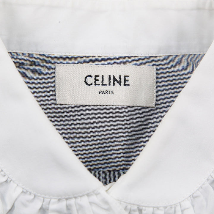 CELINE セリーヌ 2021SS フリルカラー クレリックシャツ / ストライプ