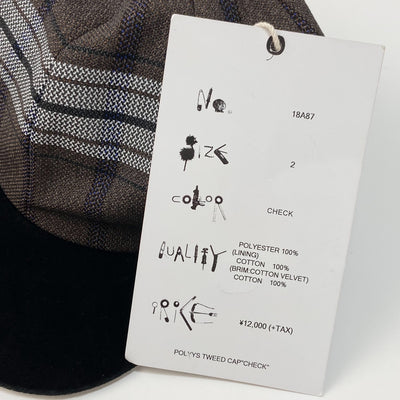 【新品】2018AW POLYYS TWEED CAP CHECK 18A87 2